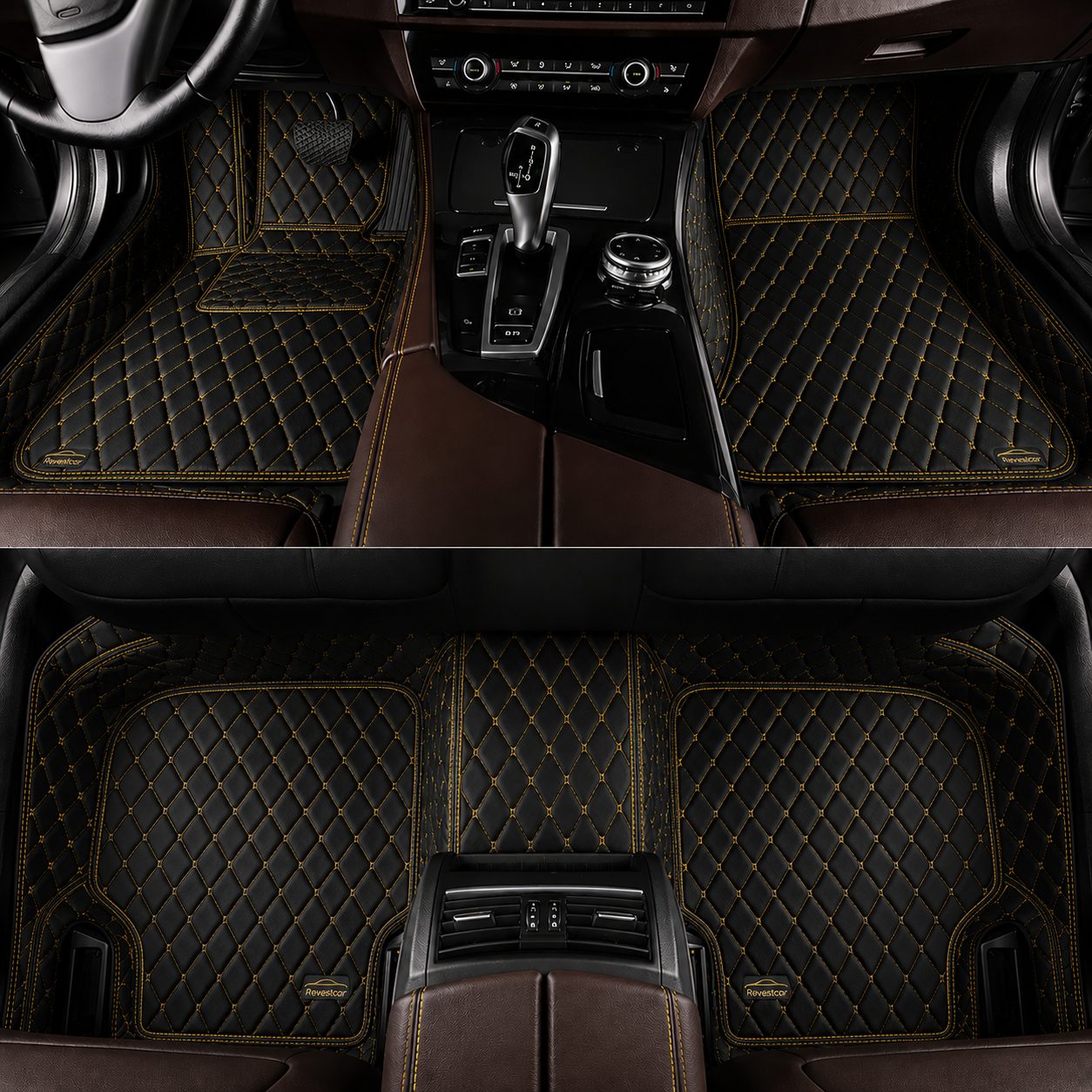 Kit de tapetes Revestcar — Preto com amarelo