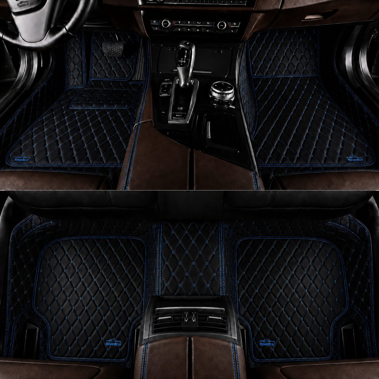 Kit de tapetes Revestcar — Preto com azul