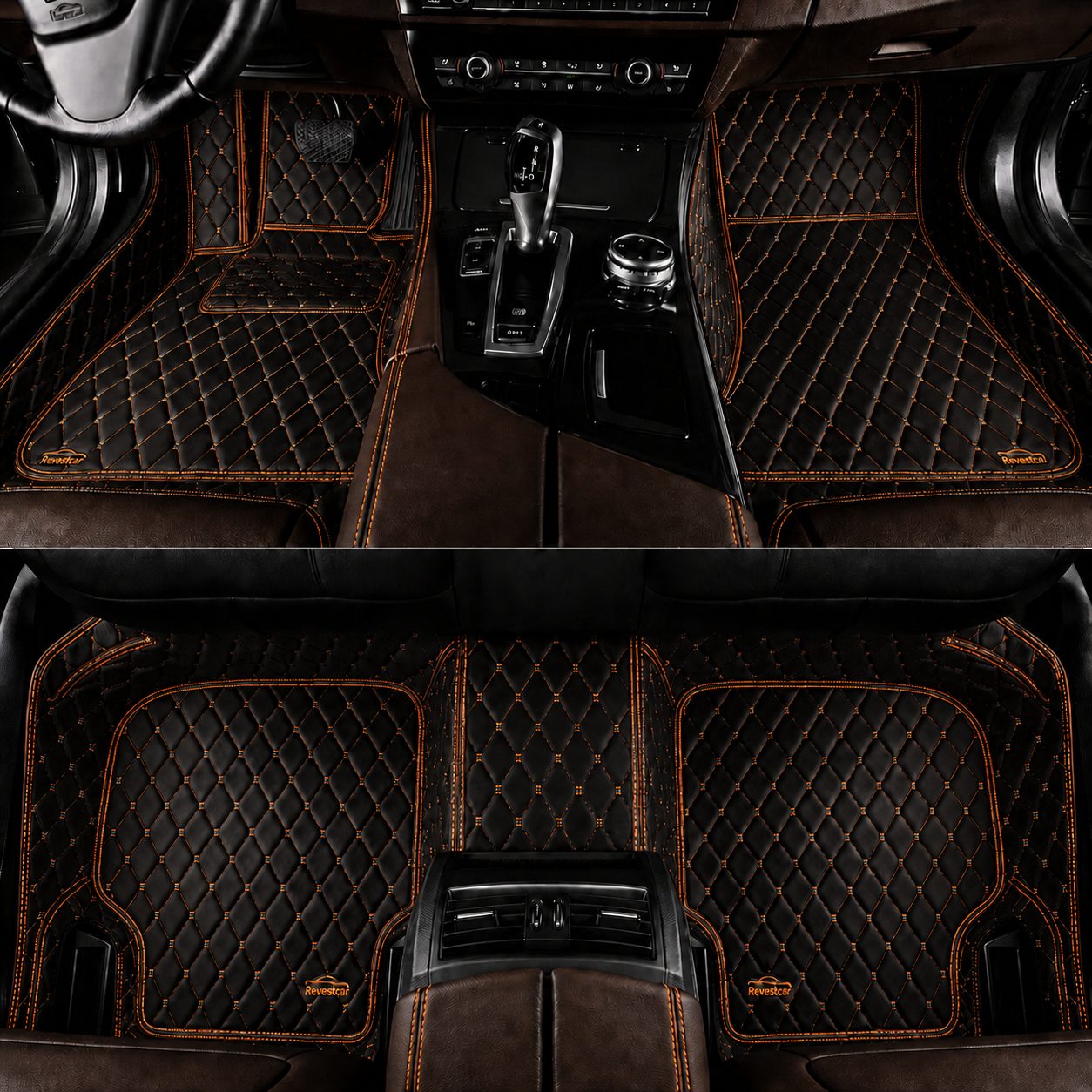 Kit de tapetes Revestcar — Preto com laranja