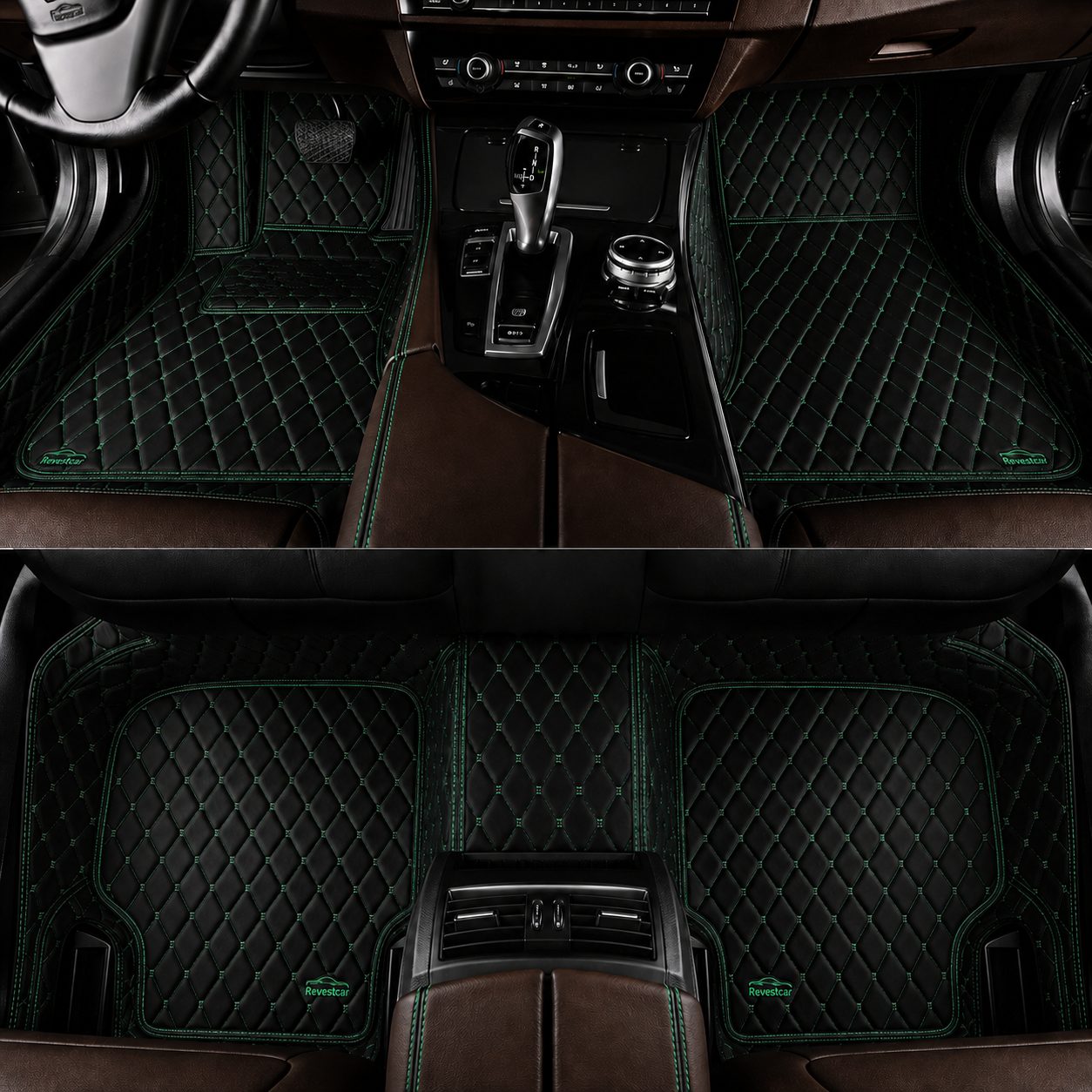 Kit de tapetes Revestcar — Preto com verde