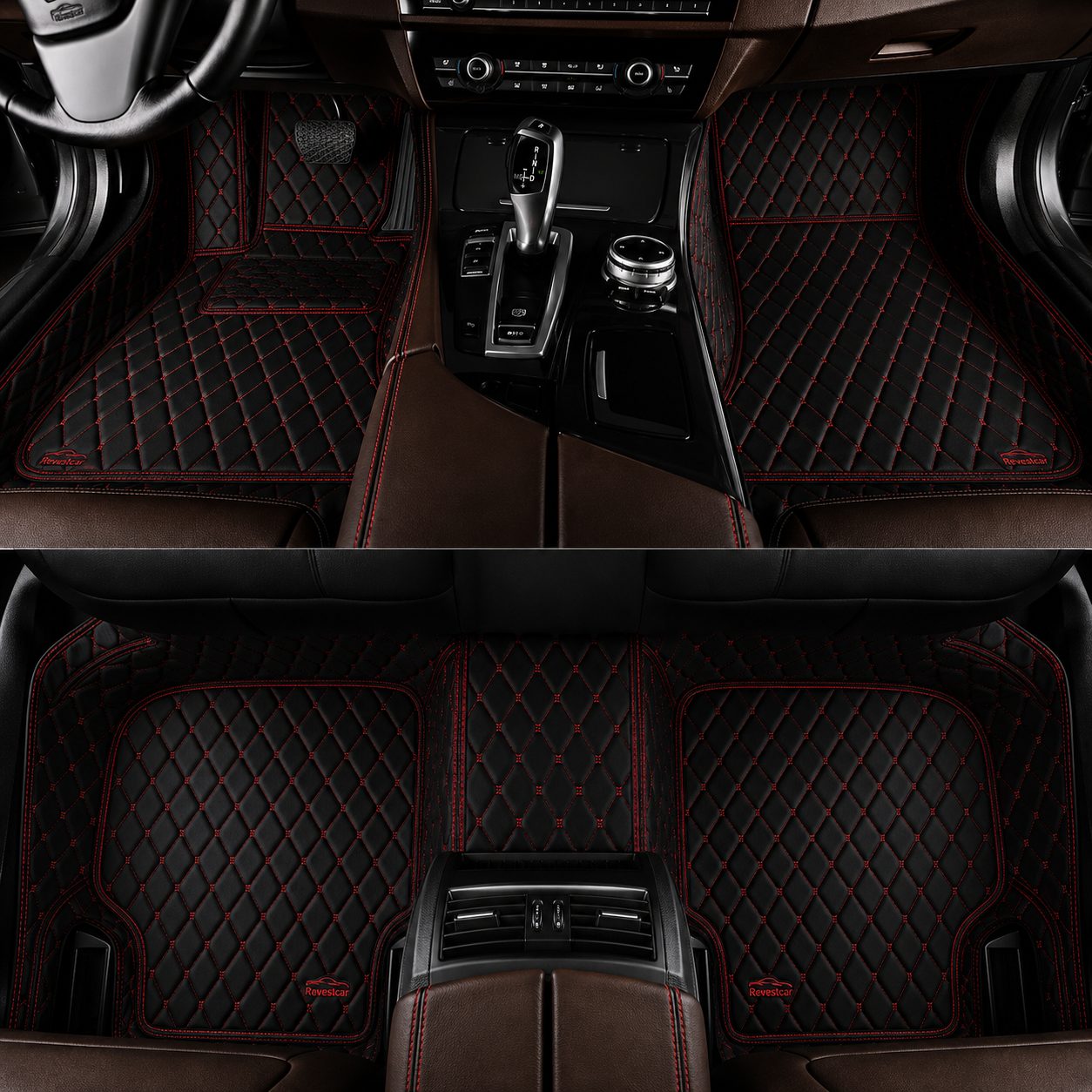 Kit de tapetes Revestcar — Preto com vermelho